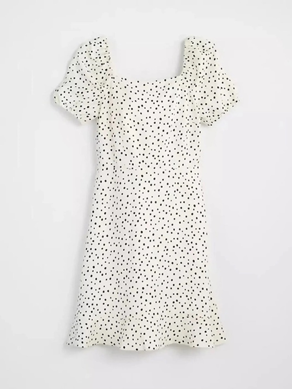 Loft Linen Dotted Polka Dot Tie Back Mini Flounce Dress